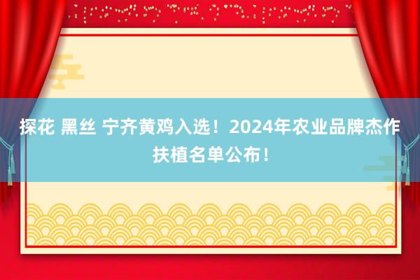 探花 黑丝 宁齐黄鸡入选！2024年农业品牌杰作扶植名单公布！