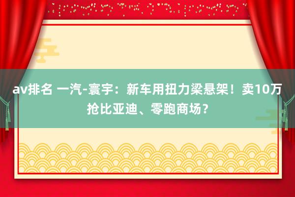 av排名 一汽-寰宇：新车用扭力梁悬架！卖10万抢比亚迪、零跑商场？