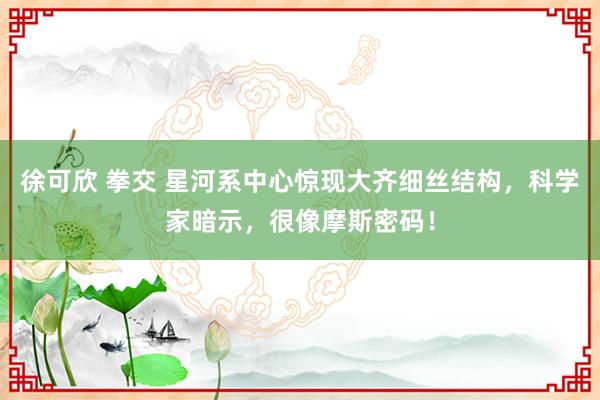徐可欣 拳交 星河系中心惊现大齐细丝结构，科学家暗示，很像摩斯密码！