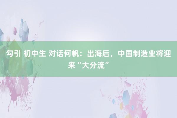 勾引 初中生 对话何帆：出海后，中国制造业将迎来“大分流”