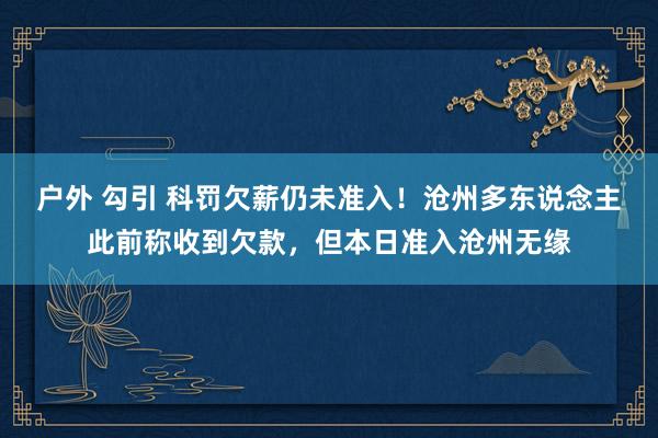 户外 勾引 科罚欠薪仍未准入！沧州多东说念主此前称收到欠款，但本日准入沧州无缘