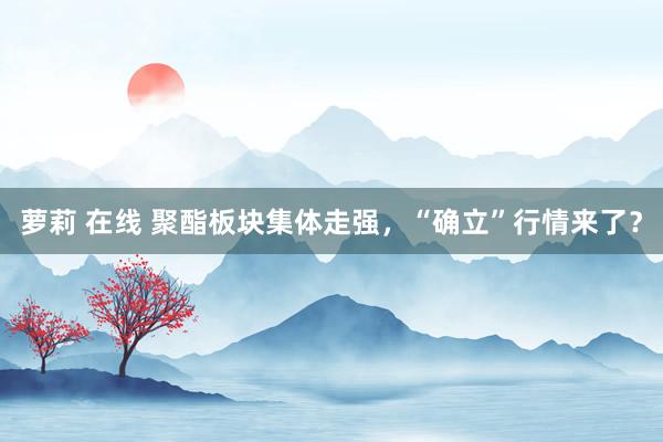 萝莉 在线 聚酯板块集体走强，“确立”行情来了？